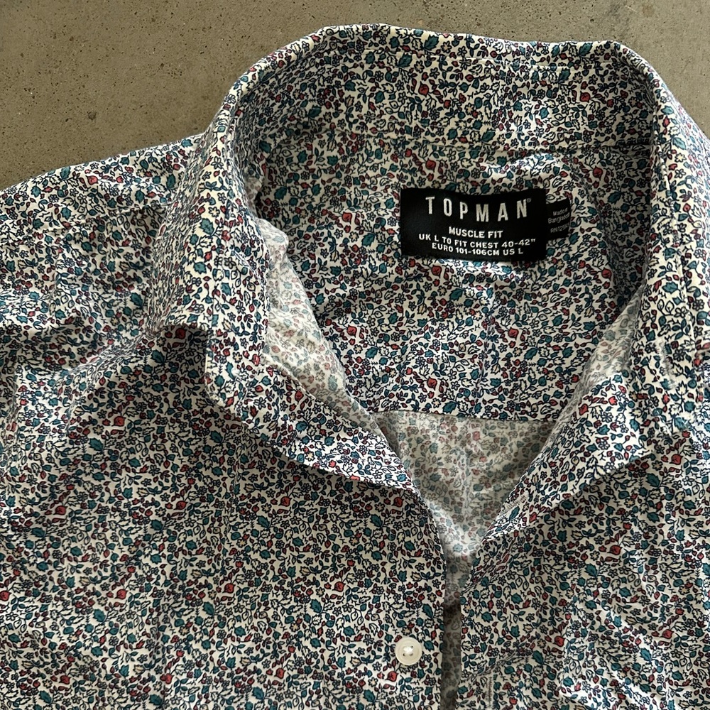 Top Man floral short sleeve button up shirt